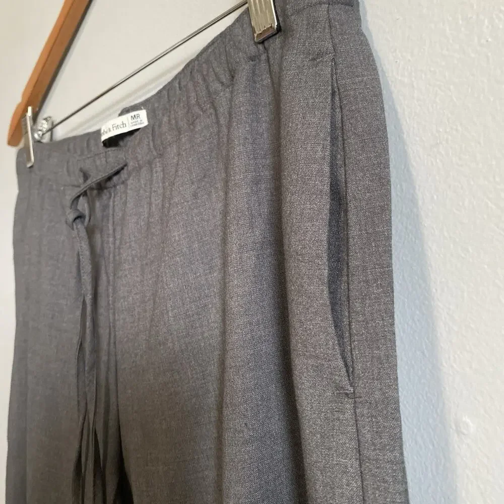 Abercrombie & Fitch Gray Drawstring Wide Leg Pants Medium R Casual Officewear